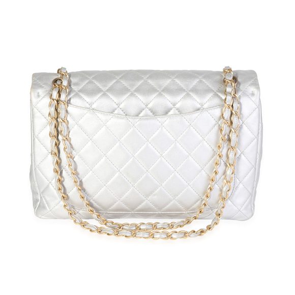 Chanel Silver Quilted Lambskin Soft Maxi Single Flap Bag - Picture 3 of 7